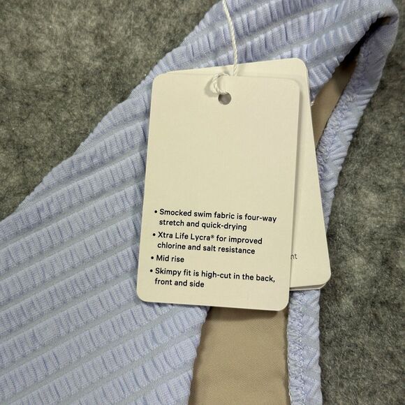 Lululemon Blue Smocked Mid-Rise Skimpy Swim Bottoms ebej blue NWT Size 8 - Picture 4 of 6